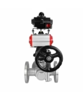 Кран шаровой DN.ru BV3232P(2pc)-FP-3WL-F-ISO-H Ду20 Ру16 HYMT трехходовой L-тип, полнопроходной, фланцевый, корпус - нерж.сталь AISI316, с пн.приводом PA-DA-052, пн.распределителем 4M320-08 AC220V, ручным дублером MON1-250-T26-ISO и БКВ APL-410N EX
