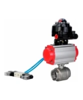 Кран шаровой DN.ru 2 1/2″ Ду65 Ру40 внутренняя резьба, полнопроходной, корпус - нержавеющая сталь SS316, уплотнение - PTFE, с пн.приводом DN.ru PA-SA-105 пн.распределителем 4V320-08 AC220V БКВ APL-510N-EX (BV3232P(2pc)-FP-T-ISO-H)