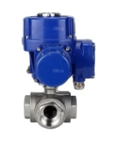 Кран шаровой DN.ru BV3232P(4pc)-SP-3WL-T-ISO-H Ду100 Ру40 стандартнопроходной трехходовой L-тип, нержавеющая сталь SS316, внутренняя резьба, уплотнение - PTFE, с 1/4-оборотным электроприводом DN.ru QT-N-010M-O2-220VAC-У1