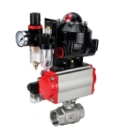 Кран шаровой DN.ru BV3232P(2pc)-FP-T-ISO-H 3″ Ду80 Ру40 полнопроходной двухходовой, нержавеющая сталь SS316, внутренняя резьба, уплотнение - PTFE, с пн.приводом DN.ru PA-SA-130 пн.распределителем 4M310-08 220В БПВ AFC2000 БКВ APL-510N-EX