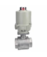 Кран шаровой DN.ru BV3232P(2pc)-FP-T-ISO-H Ду25 Ру63 полнопроходной двухходовой, нержавеющая сталь SS316, внутренняя резьба, уплотнение - PTFE, с электроприводом ГЗ-ОФ-25/5,5К 24В