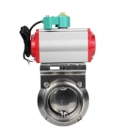 Затвор дисковый поворотный DN.ru WBV3131E-2W-T-H Ду100 Ру10 резьбовой, пищевая нержавеющая сталь 304, уплотнение - EPDM, с пневмоприводом PA-DA-052 и магнитным переключателем ALS200D
