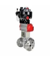 Кран шаровой DN.ru BV3232P(2pc)-FP-3WL-F-ISO-H Ду80 Ру16 HYMT, трехходовой L-тип, полнопроходной, фланцевый, корпус - нержавеющая сталь SS316, с пневмоприводом PA-SA-130, пневмораспределителем 4M310-08 24В NAMUR, БКВ APL-510N EX и БПВ AFC2000