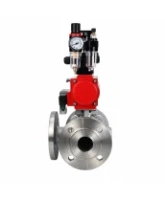 Кран шаровой DN.ru BV3232P(2pc)-FP-3WL-F-ISO-H Ду80 Ру16 HYMT, трехходовой L-тип, полнопроходной, фланцевый, корпус - нержавеющая сталь SS316, с пневмоприводом PA-SA-130, пневмораспределителем 4M310-08 24В NAMUR, БКВ APL-210N и БПВ AFC2000