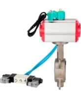 Затвор дисковый поворотный DN.ru WBV3232P-2W-Fb-H Ду100 Ру16 корпус - нержавеющая сталь 316L, диск - нержавеющая сталь 316L, уплотнение - PTFE, с пневмоприводом PA-DA-105, пневмораспределителем 4V320-08 AC220V и магнитным переключателем ALS200D