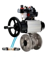 Кран шаровой DN.ru BV3232P(2pc)-FP-F-ISO-H Ду100 Ру16, полнопроходной фланцевый, нержавеющая сталь SS316, уплотнение - PTFE, с пневмоприводом PA-DA-105-1 двойного действия, с пневмораспределителем 4V320-08 AC220V, с БКВ APL-510N EX, с БПВ AFC2000