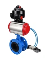 Затвор дисковый поворотный DN.ru WBV1313E-2W-F-H Ду100 Ру16 фланцевый, корпус - чугун GGG40, диск - чугун GGG40, уплотнение - EPDM, с пневмоприводом DN.ru PA-DA-105, пневмораспределителем DN.ru 4V320-08 AC220V и БКВ DN.ru APL-510N EX