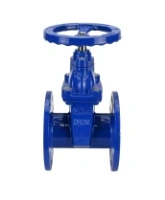 Задвижка клиновая 30ч39р (аналог МЗВ) DN.ru GVWN1414E-2W-F-S blue Ду125 Ру10/16 фланцевая, корпус - чугун GGG50, уплотнение - EPDM, со штурвалом и невыдвижным штоком, цвет - синий