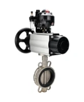 Затвор дисковый поворотный DN.ru WBV3232N-2W-Fb-H Ду150 Ру16, корпус - нержавеющая сталь 316L, диск - нержавеющая сталь 316L, NBR, с пневмоприводом PA-DA-105-1 двойного действия, пневмораспределителем 4M310-08 AC220V, БКВ APL-510N EX, БПВ AFC2000