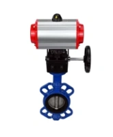 Затвор дисковый поворотный DN.ru WBV1413E-2W-Fb-H Ду150 Ру16, корпус - чугун GGG50, диск - чугун GGG40, уплотнение - EPDM, с пневмоприводом DN.ru PA-DA-105 двойного действия, пневмораспределителем 4M310-08 AC220V, ручным дублером MON3-700-T38-ISO