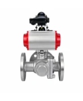 Кран шаровой DN.ru BV3232P(2pc)-FP-3WL-F-ISO-H Ду80 Ру16 HYMT, трехходовой L-тип, полнопроходной, фланцевый, корпус - нержавеющая сталь SS316, с пневмоприводом PA-SA-130, пневмораспределителем 4M310-08 24В NAMUR и БКВ APL-210N