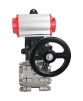 Кран шаровой DN.ru BV3232P(3pc)-FP-SW-ISO-H Ду80 Ру63 полнопроходной, корпус - нержавеющая сталь SS316, под приварку, с пневмоприводом PA-DA-105, ручным дублером MON2-450-T28-ISO