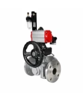 Кран шаровой DN.ru BV3232P(2pc)-FP-3WL-F-ISO-H Ду20 Ру16 HYMT трехходовой L-тип, полнопроходной, фланцевый, корпус - нерж.сталь AISI316, с пневмоприводом PA-DA-052, пн.распределителем 4M320-08 AC220V, ручным дублером MON1-250-T26-ISO и БПВ AFC2000
