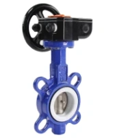 Затвор дисковый поворотный DN.ru WCB-316L-PTFE Ду40 Ру16 межфланцевый, корпус - углеродистая сталь WCB, диск - нержавеющая сталь 316L, уплотнение - PTFE, с редуктором Pro-Gear X-21-W-200