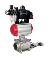 Кран шаровой DN.ru BV3232P(3pc)-FP-W-ISO-H WDVF Ду15 Ру63 полнопроходной, трехсоставной, корпус - нержавеющая сталь 316, уплотнение - PTFE, под приварку, с пневмоприводом PA-SA-065, пневмораспределителем 4V320-08 AC220V, БКВ APL-410N EX, БПВ AFC2000