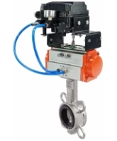 Затвор дисковый поворотный DN.ru WBV3232V-2W-Fb-H Ду200 Ру16, корпус - нержавеющая сталь 316L, диск - нержавеющая сталь 316L, уплотнение - Viton, с пневмоприводом PA-DA-130 и с электропневматическим поворотным позиционером YT-1000RSN без обратной связи