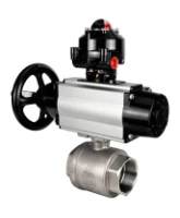 Кран шаровой DN.ru BV3232P(2pc)-FP-T-ISO-H Ду100 Ру40 полнопроходной двухходовой, нержавеющая сталь SS316, внутренняя резьба, уплотнение - PTFE, с пневмоприводом PA-DA-105-1 двойного действия, с пневмораспределителем 4M310-08 AC220V, с БКВ APL-510N EX