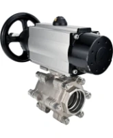 Кран шаровой DN.ru BV3232P(3pc)-FP-SW-ISO-H Ду100 Ру63 полнопроходной, корпус - нержавеющая сталь SS316, под приварку, с пневмоприводом PA-DA-105-1, пневмораспределителем 4M310-08 AC220V
