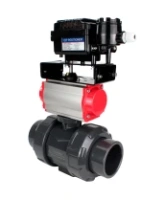 Кран шаровой DN.ru BV4242E-FP-GRM-ISO Дн65 Ру10 полнопроходной, корпус - НПВХ, шар - НПВХ, уплотнение - EPDM, с пневмоприводом PA-SA-065 и пневмопозиционером YT-1000RSN без обратной связи