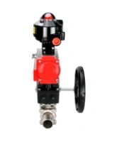 Кран шаровой DN.ru BV3232P(3pc)-FP-W-ISO-H LONG Ду50 Ру40 полнопроходной, корпус - нержавеющая сталь 316, уплотнение - PTFE, под приварку, с пневмоприводом DN.ru PA-DA-083, редуктором DN.ru MON2-450-T28-ISO и БКВ APL-510N EX