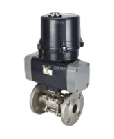 Кран шаровой DN.ru BV3131P(3pc)-FP-F-ISO-H Ду100 Ру16 полнопроходной трехсоставной, фланцевый, нержавеющая сталь 304, уплотнение - PTFE, 22х22, F10, WDVF, с электроприводом четвертьоборотным DN.ru QTSA-N-014EM-O0-220VAC с пружинным возвратом