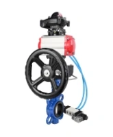 Затвор дисковый поворотный DN.ru WBV1413E-2W-Fb-H Ду150 Ру16, корпус - чугун GGG50, диск - чугун GGG40, EPDM, с пневмоприводом PA-DA-105 двойного действия, с пневмораспределителем 4V320-08 AC220V, с БКВ APL-210N, с ручным дублером MON3-700-T38-ISO