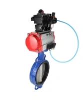 Затвор дисковый поворотный DN.ru WBV1413E-2W-Fb-H Ду200 Ру16, корпус - чугун GGG50, диск - чугун GGG40, уплотнение - EPDM, с пневмоприводом DN.ru PA-SA-160, пневмораспределителем 4M310-08 AC220V, БКВ APL-410N EX, БПВ AFC2000