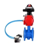 Затвор дисковый поворотный DN.ru WBV1313E-2W-F-H Ду100 Ру16 фланцевый, корпус - чугун GGG40, диск - чугун GGG40, уплотнение - EPDM, с пневмоприводом DN.ru PA-DA-105, пневмораспределителем DN.ru 4V320-08 AC220V и БКВ DN.ru APL-210N