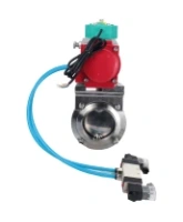 Затвор дисковый поворотный DN.ru WBV3131E-2W-W-H Ду15 Ру10 под приварку, пищевая нержавеющая сталь 304, уплотнение - EPDM, с пневмоприводом PA-DA-052, пневмораспределителем 4V320-08 AC220V и магнитным переключателем ALS200D