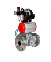 Кран шаровой DN.ru BV3232P(2pc)-FP-3WL-F-ISO-H Ду80 Ру16 HYMT, трехходовой L-тип, полнопроходной, фланцевый, корпус - нержавеющая сталь SS316, с пневмоприводом PA-SA-130, пневмораспределителем 4V320-08 AC220V, БКВ APL-510N EX и БПВ AFC2000