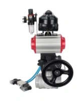 Кран шаровой DN.ru BV3232P(4pc)-SP-3WL-T-ISO-H 2 1/2″ Ду65 Ру40 стандартнопроходной трехходовой L-тип, нерж. сталь SS316, внутренняя резьба, PTFE, с пн.приводом PA-DA-083 пн.распред. 4V320-08 AC220V редуктором MON2-450-T28-ISO БПВ AFC2000 БКВ APL-510N-EX