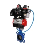 Затвор дисковый поворотный DN.ru WBV1413E-2W-Fb-H Ду40 Ру16, корпус - чугун GGG50, диск - чугун GGG40, уплотнение - EPDM, с пневмоприводом DN.ru PA-SA-083, пневмораспределителем 4M310-08 AC220V, БКВ APL-410N EX, БПВ AFC2000