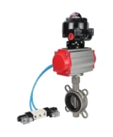 Затвор дисковый поворотный DN.ru WBV3131N-2W-Fb-H Ду65 Ру16, корпус - нержавеющая сталь 304, диск - нержавеющая сталь 304, уплотнение - NBR, с пневмоприводом DN.ru PA-DA-065, пневмораспределителем DN.ru 4V320-10 AC220V и БКВ DN.ru APL-510N EX