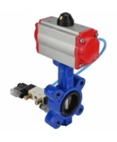 Затвор дисковый поворотный DN.ru WBV1631E-2W-Fb-H Ду100 Ру16 LUG корпус - чугун QT450, диск - нержавеющая сталь 304, уплотнение - EPDM, с пневмоприводом DN.ru PA-DA-083 и пневмораспределителем 4V320-08 AC220V