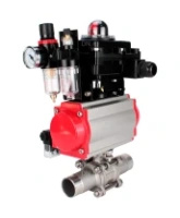 Кран шаровой DN.ru BV3232P(3pc)-FP-W-ISO-H LONG Ду32 Ру40 полнопроходной, корпус - нержавеющая сталь 316, уплотнение - PTFE, под приварку, с пневмоприводом DN.ru PA-SA-083, пневмораспределителем 4M310-08 AC220V, БКВ APL-410N EX и БПВ AFC2000