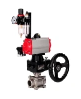 Кран шаровой DN.ru BV3232P(3pc)-FP-W-ISO-H WDVF Ду25 Ру63 полнопроходной, трехсоставной, нержавеющая сталь 316, PTFE, под приварку, с пневмоприводом PA-DA-052, пн.распределителем 4M310-08 AC220V, ручным дублером MON1-250-T26-ISO, БПВ AFC2000