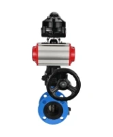 Затвор дисковый поворотный DN.ru WBV1313E-2W-F-H Ду100 Ру16 фланцевый, корпус - чугун GGG40, диск - чугун GGG40, EPDM, с пневмоприводом DN.ru PA-DA-105, пневмораспределителем 4V320-08 AC220V, БКВ APL-510N EX и ручным дублером MON1-250-T26-ISO