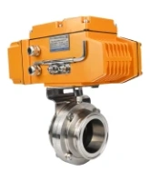 Затвор дисковый поворотный DN.ru WBV3131S-2W-T-H Ду40 Ру10 резьбовой, корпус - пищевая нержавеющая сталь 304, уплотнение - Silicon, с электроприводом QT-N-005EM-A1-220VAC-У1 c датчиком обратной связи и входным управляющим сигналом 4-20мА HARK