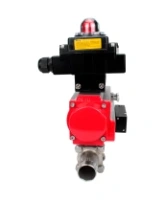 Кран шаровой DN.ru BV3232P(3pc)-FP-W-ISO-H LONG Ду32 Ру40 полнопроходной, корпус - нержавеющая сталь 316, уплотнение - PTFE, под приварку, с пневмоприводом DN.ru PA-SA-083, пневмораспределителем 4M310-08 AC220V и БКВ APL-410N EX