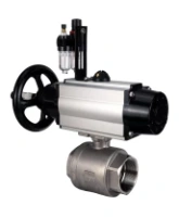 Кран шаровой DN.ru BV3232P(2pc)-FP-T-ISO-H Ду100 Ру40 полнопроходной двухходовой, нержавеющая сталь SS316, внутренняя резьба, уплотнение - PTFE, с пневмоприводом PA-DA-105-1 двойного действия, с пневмораспределителем 4M310-08 AC220V, с БПВ AFC2000