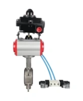 Затвор дисковый поворотный DN.ru WBV3131N-2W-Fb-H Ду65 Ру16, корпус - нержавеющая сталь 304, диск - нержавеющая сталь 304, уплотнение - NBR, с пневмоприводом DN.ru PA-DA-065, пневмораспределителем DN.ru 4V320-10 AC220V и БКВ DN.ru APL-410N EX
