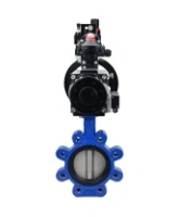Затвор дисковый поворотный DN.ru WBV1631E-2W-Fb-H Ду125 Ру16 LUG корпус - чугун QT450, диск - нержавеющая сталь 304, уплотнение - EPDM, с пневмоприводом DN.ru PA-DA-105-1, пневмораспределителем 4M310-08 AC220V, БКВ APL-210N и БПВ AFC2000