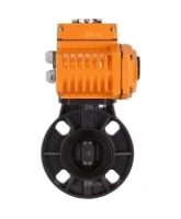 Затвор дисковый поворотный DN.ru WBV4242E-2W-Fb-ISO Дн80 Ру10 межфланцевый, корпус - НПВХ, диск - НПВХ, уплотнение - EPDM, с электроприводом DN.ru QT-N-003EM-O1-220VAC-У1