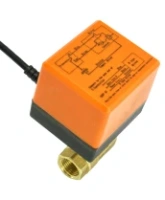 Кран шаровой DN.ru BV0030NP-SP-T-ED Ду20 Ру16 стандартнопроходной двухходовой, латунь, внутренняя резьба, уплотнение - нитриловый каучук / PTFE, с электроприводом 220В без концевых выключателей