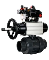 Кран шаровой DN.ru BV4242E-FP-GRM-ISO Дн50 Ру10 полнопроходной, корпус - НПВХ, шар - НПВХ, уплотнение - EPDM, с пневмоприводом PA-DA-105-1, пневмораспределителем 4M310-08 AC220V, БКВ APL-410N EX и БПВ AFC2000