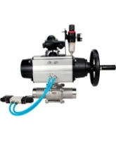 Кран шаровой DN.ru BV3232P(3pc)-FP-W-ISO-H LONG Ду80 Ру25, полнопроходной, трехсоставной, нержавеющая сталь 316, уплотнение - PTFE, под приварку, с пневмоприводом PA-DA-105-1, с пневмораспределителем 4V320-08 AC220V, БКВ APL-210N, БПВ AFC2000