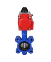 Затвор дисковый поворотный DN.ru WBV1631E-2W-Fb-H Ду100 Ру16 LUG корпус - чугун QT450, диск - нержавеющая сталь 304, уплотнение - EPDM, с пневмоприводом DN.ru PA-DA-083