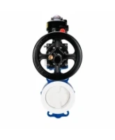Затвор дисковый поворотный DN.ru WBV3434Pf-2W-Fb-R Ду200 Ру16, корпус - углеродистая сталь WCB, диск - углеродистая сталь WCB, футерованный PTFE, уплотнение - PTFE, с пневмоприводом PA-DA-105-1 и БКВ APL-510N EX