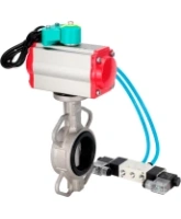 Затвор дисковый поворотный DN.ru WBV3131N-2W-Fb-H Ду65 Ру16 корпус - нержавеющая сталь 304, диск - нержавеющая сталь 304, уплотнение - NBR, с пневмоприводом PA-DA-065, пневмораспределителем 4V320-08 AC220V и магнитным переключателем ALS200D
