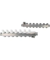 Коллекторная группа DN.ru GC4-31-7 1″ Ду25 Ру10 отводов — 7, в сборе с терморегулирующими клапанами и запорно-балансировочными клапанами, дренажным краном и воздухоотводчиком, с заглушками, без переходников, корпус - нержавеющая сталь AISI 304